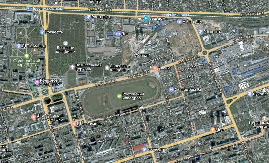 Ростовский ипподром на карте