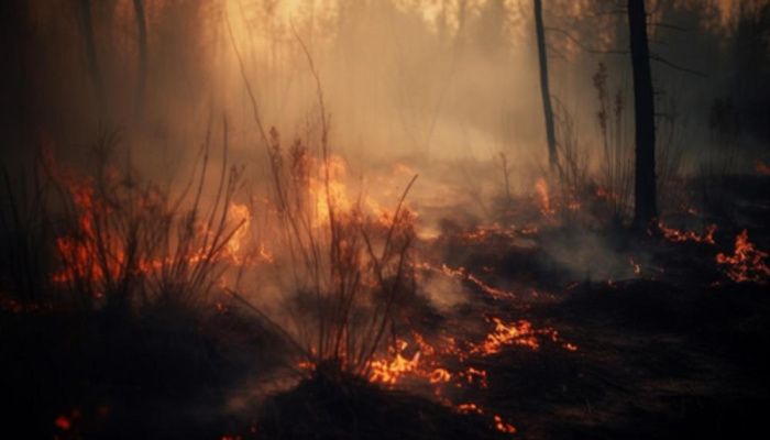 Под Алуштой в Крыму тушат пожар на площади более 4 100 кв. метров